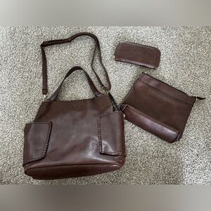 Chocolate Brown Braided Pocket 3-in-1 Bag